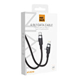 Nettech NT-DC45 60W+30W Plastik 100 Cm Type-C To Type-C+Lightning Şarj ve Data Kablosu (Siyah)