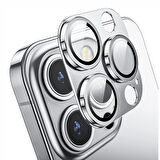 iPhone 14 Pro / 14 Pro Max Uyumlu Metalik Seri Kamera Lens Koruyucu (Gri)