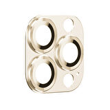 iPhone 13 Pro / 13 Pro Max Uyumlu Metalik Seri Kamera Lens Koruyucu (Gold)