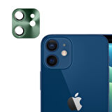 iPhone 12 Mini / İphone 11 Uyumlu Metalik Seri Kamera Lens Koruyucu (Yeşil)
