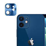 iPhone 12 Mini / İphone 11 Uyumlu Metalik Seri Kamera Lens Koruyucu (Mavi)