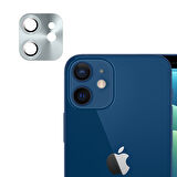 iPhone 12 Mini / İphone 11 Uyumlu Metalik Seri Kamera Lens Koruyucu (Gümüş)