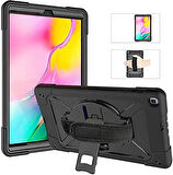 Samsung Galaxy Tab S6 Lite 10.4 inc P610/P615/P617 Uyumlu Defender Standlı Zırhlı Silikon Tablet Kılıfı (Siyah)