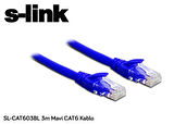 S-link SL-CAT603BL 3m Mavi CAT6 Kablo CAT6 Kablo