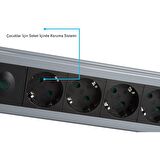 S-Link Swapp SPGKS05 1.5m 3G1.5mm2 900 Joule 5Li Akım Korumalı Çoklayıcı Piriz Gri