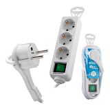 S-Link SPG-F03 306 Joule Flat Soket 3G1mm Tam Bakır Akım Korumalı Priz Çoklayıcı 3'Lü 1,5mt - 17609