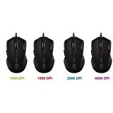 RAMPAGE SMX-R5 USB Led Aydınlatmalı 4000dpi Gaming Optic Siyah Mouse