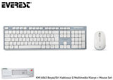 Everest KM-6063 Beyaz-Gri Kablosuz Q Multimedia Klavye + Mouse Set