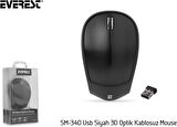 Everest Sm-340 Optik Usb Kablosuz Mouse Siyah