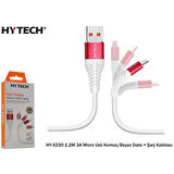 Hytech Hyx230 1.2M 3A Micro Usb,Beyaz-Krmz