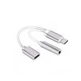 TYPE-C ERKEK TO 3.5MM JACK+TYPE-C DİŞİ ÇEVİRİCİ HYTECH HY-XO40