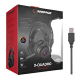 Rampage RM-K2 X-QUADRO Siyah USB 7.1 Version RGB Işık Efektli Oyuncu Mikrofonlu Kulaklık