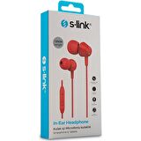 S-link SL-KU160 Mobil Uyumlu Kulak İçi Mikrofonlu Kulaklık - Kırmızı