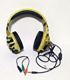 Snopy SN-8800 Kamuflas Desenli Bilgisayar ve Telefon uyumlu Kulak Üstü Mikrofonlu Kulaklık 3,5mm 