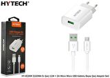 Hytech HY-XE26M 2100MA Ev Şarj 11W + 2A Micro Micro USB Kablolu Şarj Adaptör Seti Beyaz