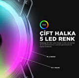 Rampage 4C-120 12cm Double Ring 5 Renk Ledli Gökkuşağı Rainbow Kasa Fanı