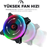 Rampage 4C-120 12cm Double Ring 5 Renk Ledli Gökkuşağı Rainbow Kasa Fanı