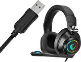 Rampage RM-K20 AMAZE Siyah USB 7.1 Noice Cancelling Mic RGB Ledli Gaming Oyuncu Mikrofonlu Kulaklık