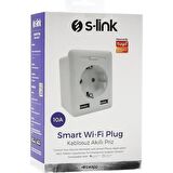 S-Link Swapp SL-04 10A Akım Korumalı Akıllı Priz 2 USB 2.4 Ghz Wifi TUYA Destekli