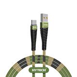 Hytech HY-X475 1.2M 3A Type-C Kamuflaj Desenli Kılıflı Yeşil Data + Sarj Kablosu