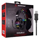 Rampage RM-K18 DOUBLESiyah Usb 7.1 RGB LedliGaming Oyuncu Mikrofonlu Kulaklık