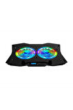 Rampage Ad-rc9 Tornado Siyah 115 -115 -15mm (2 Adet) Fanlı 10-18 Rgb Işıklı Notebook Soğutucu Stand Outlet