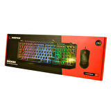 Rampage KB-R310 BROKER V2 Siyah Usb Gökkuşağı Zemin Aydınlatmalı 12800 DPI Oyuncu Klavye + Mouse Set