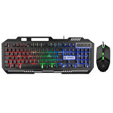 Hytech HKM-X86 QUIN Siyah Usb Gökkuşağı Zemin Aydınlatmalı Gaming Oyuncu Klavye + Mouse Set