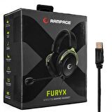 Rampage RM-F5 FURY-X Siyah/Yeşil USB 7.1 Gaming Oyuncu Mikrofonlu Kulaklık