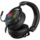 RAMPAGE MAJESTY Siyah RGB Led 7.1 Surround Sound System Gaming Mikrofonlu Oyuncu Kulaklığı