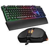Rampage KM-RX7 FORTUNA Gökkuşağı Aydınlatmalı USB Gaming Combo Q Gaming Klavye + 6400dpi Mouse