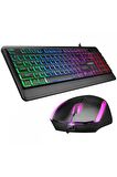 Everest KM-R59 FORZA PLUS Siyah Usb Rainbow Backlight Q Klavye + 1200 dpi Mouse Set