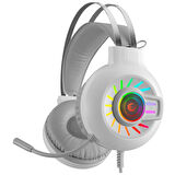 Rampage RM-K44 ZENGIBAR Beyaz 7.1 Surround RGB Işık Efekti Mikrofonlu Oyuncu Kulaklığı