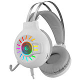 Rampage RM-K44 ZENGIBAR Beyaz 7.1 Surround RGB Işık Efekti Mikrofonlu Oyuncu Kulaklığı