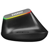 Everest SMW-618 RGB Işıklı Ergonomik Dikey Tutuşlu Vertical Siyah Kablosuz Mouse