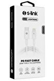 S-link SL-C120 1m PD Type C to Lightning 20W Hızlı Şarj Kablosu - Beyaz