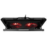 AD-RC12 CLAW Siyah 2 Fan 2 USB RGB Işıklı 15-17 Notebook Soğutucu Stand