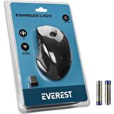 Everest SM-32BT Siyah Bluetooth - 2.4GHz İkisi Bir Arada 1600dpi Kablosuz Mouse