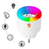 S-Link SL-03 16A Akım Korumalı Akıllı Priz RGB Işıklı 2,4G Wifi-Bt Tuya Destekli - 37622