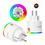 S-Link SL-03 16A Akım Korumalı Akıllı Priz RGB Işıklı 2,4G Wifi-Bt Tuya Destekli - 37622