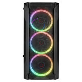 Rampage FUSION 650W 80+ BRONZE 4 Rainbow Fanlı Temperli Cam Panel ATX MID Tower Oyuncu Kasası