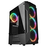 Rampage FUSION 650W 80+ BRONZE 4 Rainbow Fanlı Temperli Cam Panel ATX MID Tower Oyuncu Kasası