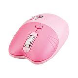 Everest KM-6283 Catty Renkli Tuşlu Pembe Kablosuz Q Multimedia Klavye + Mouse + Pad Set