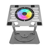 Addison AD-RC35 360 Derece Dönebilen Fanlı RGB Işıklı Ayarlanabilir Metal Laptop Stand