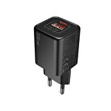 Hytech HY-XEG35 Type USB-C 35W PD + 18W USB QC 3.0 GAN PD/PPS Siyah Hızlı Ev Şarj Adaptörü