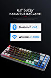 Rampage YORU Mini PRO Siyah/Gri 2.4ghz+BT5.0+Type-C 5 Bağlantı OUTEMU Red Swich Q Mekanik Gaming Oyuncu Klavye RGB
