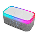 Mikado MD-W8 Bluetooth 1200mAh Kablosuz Şarj, Alarmlı Saat ve RGB Gece Lambası Özellikli Hoparlör