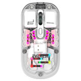 Everest SM-BT89 OPAL Şarj Edilebilir Sessiz Beyaz Transparan RGB 2in1 2BT ve 2.4GHz Kablosuz Mouse