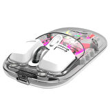 Everest SM-BT89 OPAL Şarj Edilebilir Sessiz Beyaz Transparan RGB 2in1 2BT ve 2.4GHz Kablosuz Mouse