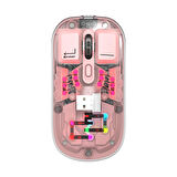 Everest SM-BT89 OPAL Şarj Edilebilir Sessiz Pembe Transparan RGB 2in1 2BT ve 2.4GHz Kablosuz Mouse